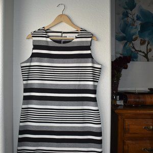 Calvin Klein Black, White, and Gray Work Dress